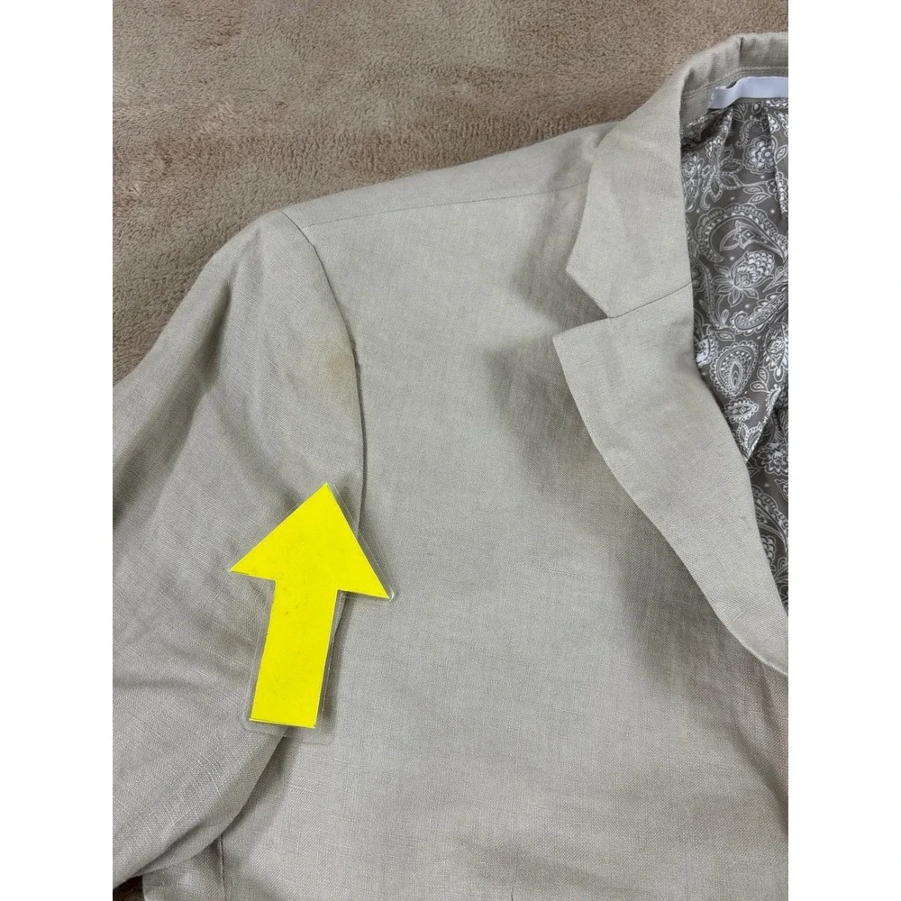 Lauren Ralph Lauren Black Label Linen Blazer‎ Men 36R Beige Floral Pattern Lined